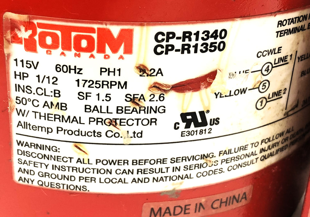 RoToM / Bell & Gossett Circulating Pump Motor Assembly CP-R1340 (189134) USED