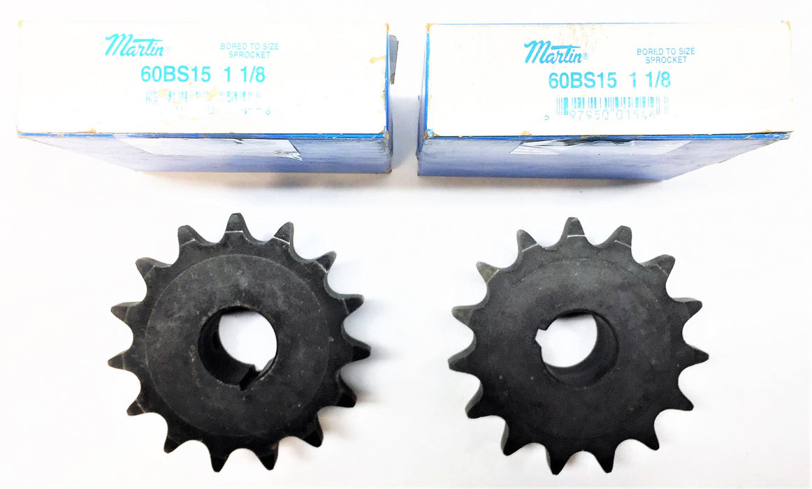 Martin Roller Chain Sprocket 60BS15 1-1/8" [Lot of 2] NOS