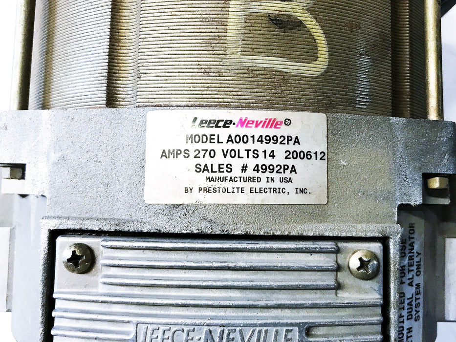 Leece-Neville Alternator Modified for Dual Alternator System A0014992PA NOS