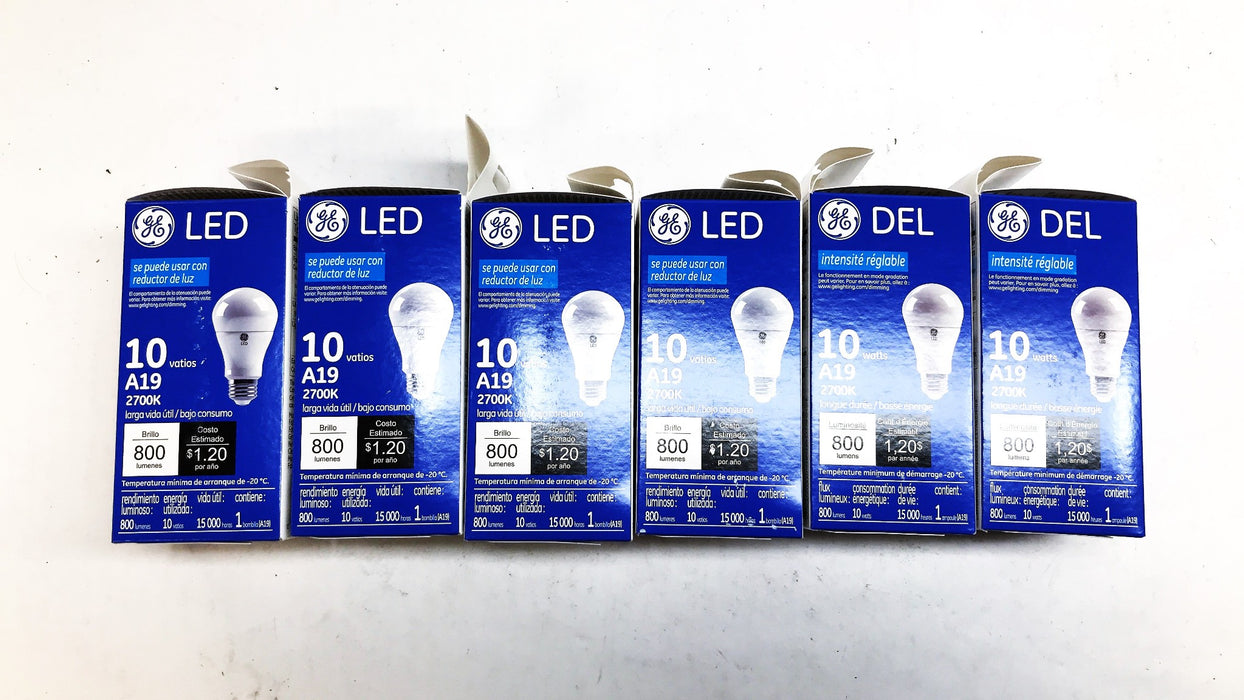 GE LED Soft White Light Bulb LED10DA19/827 [Lot of 6] NOS
