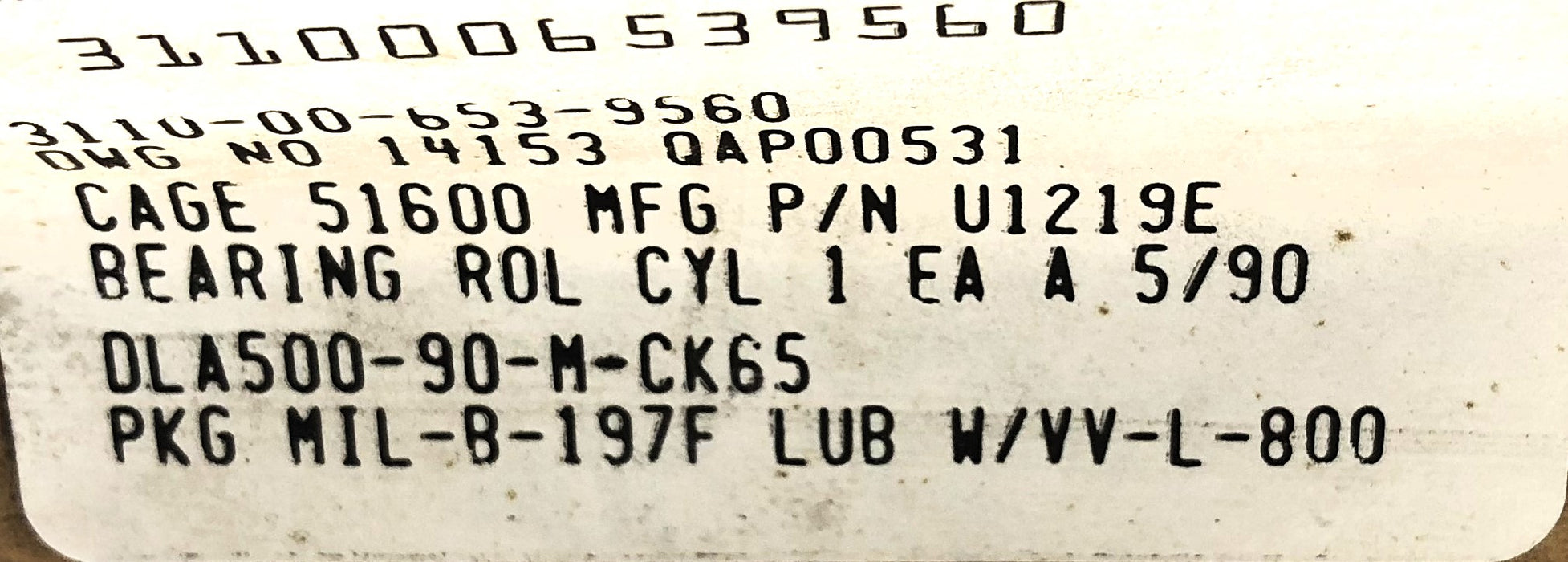 Rollway Cylindrical Roller Bearing Cup & Cone Assembly U1219E NOS