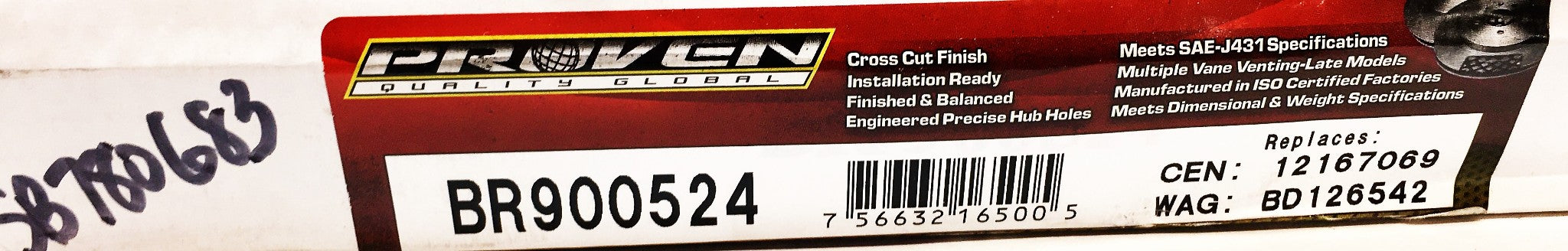Proven Brake Rotor BR900524 NOS