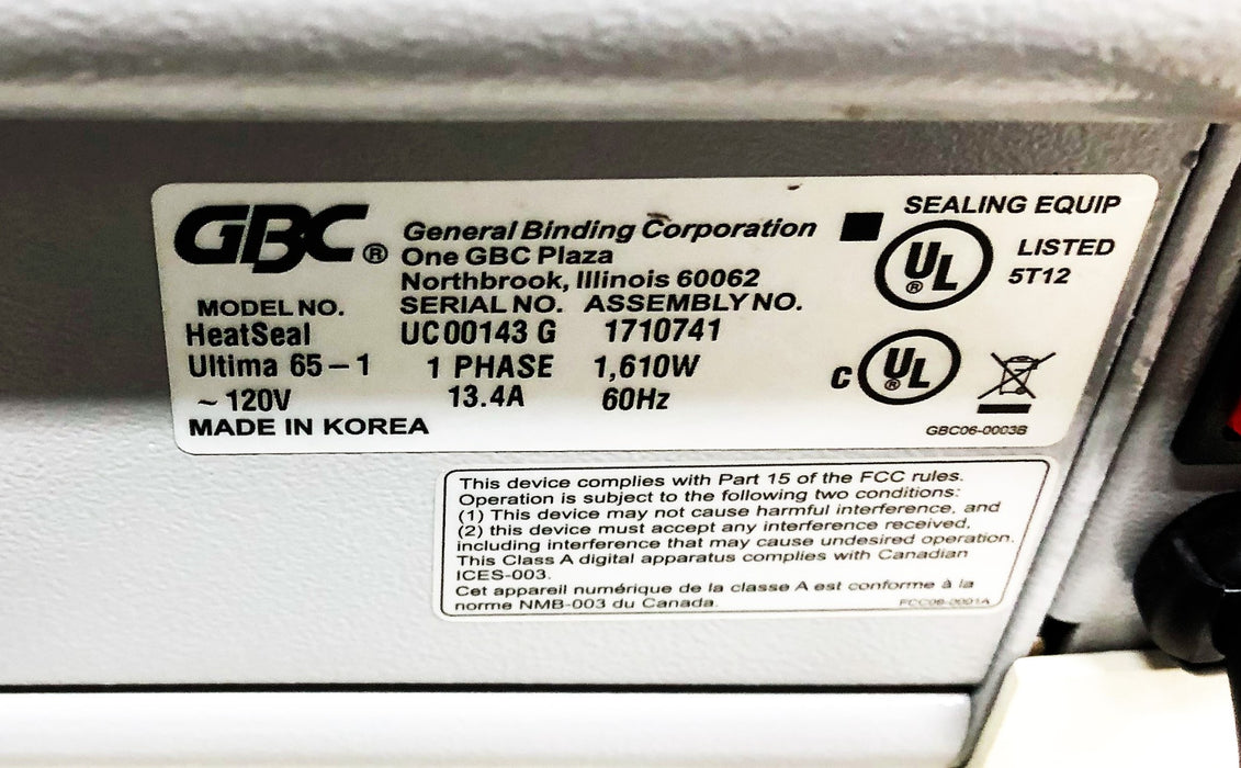 GBC HeatSeal Ultima 65 Thermal Roll Laminator 1710741(5T12) FREIGHT SHIPPING