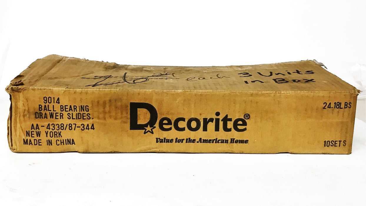 Decorite Silver 14" 45mm Ball Bearing Drawer Slide Set 9014 NOS