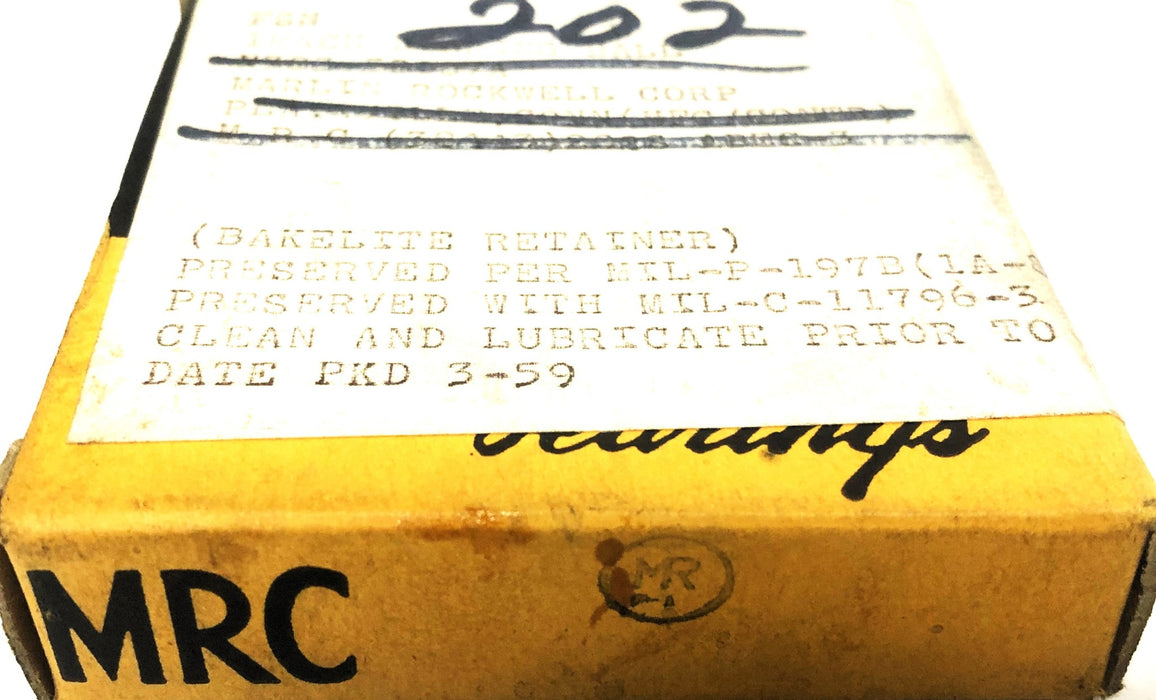 MRC Double Shielded Angular Contact Ball Bearing 202S [Lot of 2] NOS