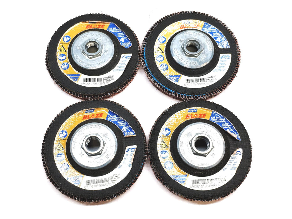 Norton Blaze Flap Disc 13,300 Max RPM 4-1/2X5/8-11 [Lot of 4] NOS
