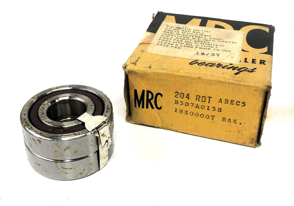 MRC ABEC 5 Angular Contact Ball Bearing Pair 204RDT NOS