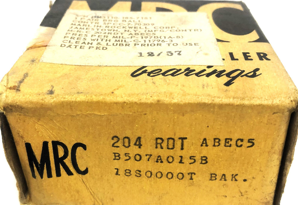 MRC ABEC 5 Angular Contact Ball Bearing Pair 204RDT NOS