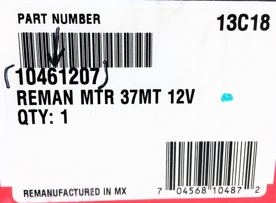 Delco Remy Starter 37MT 12V 10461207 REMANUFACTURED