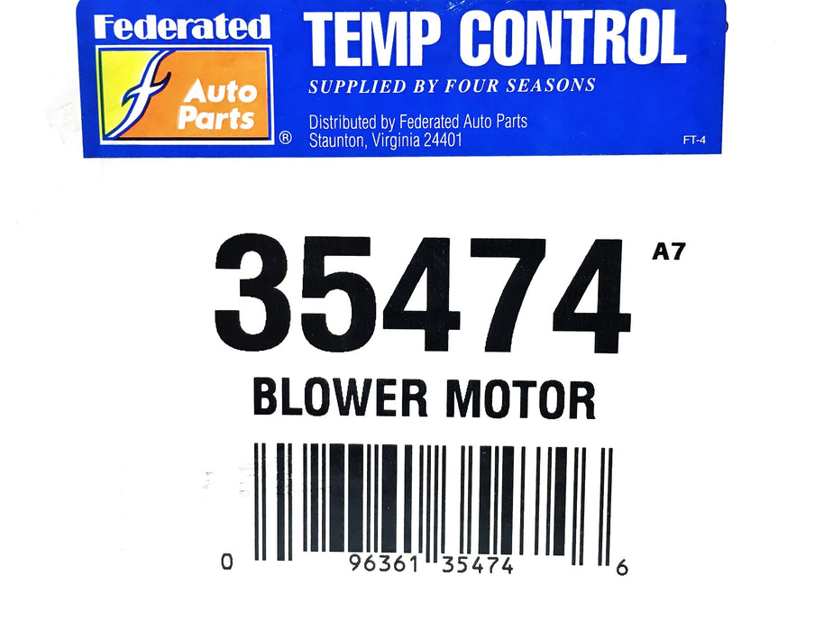 Federated Auto Parts Four Seasons Temp Control 12V Blower Motor 35474 NOS