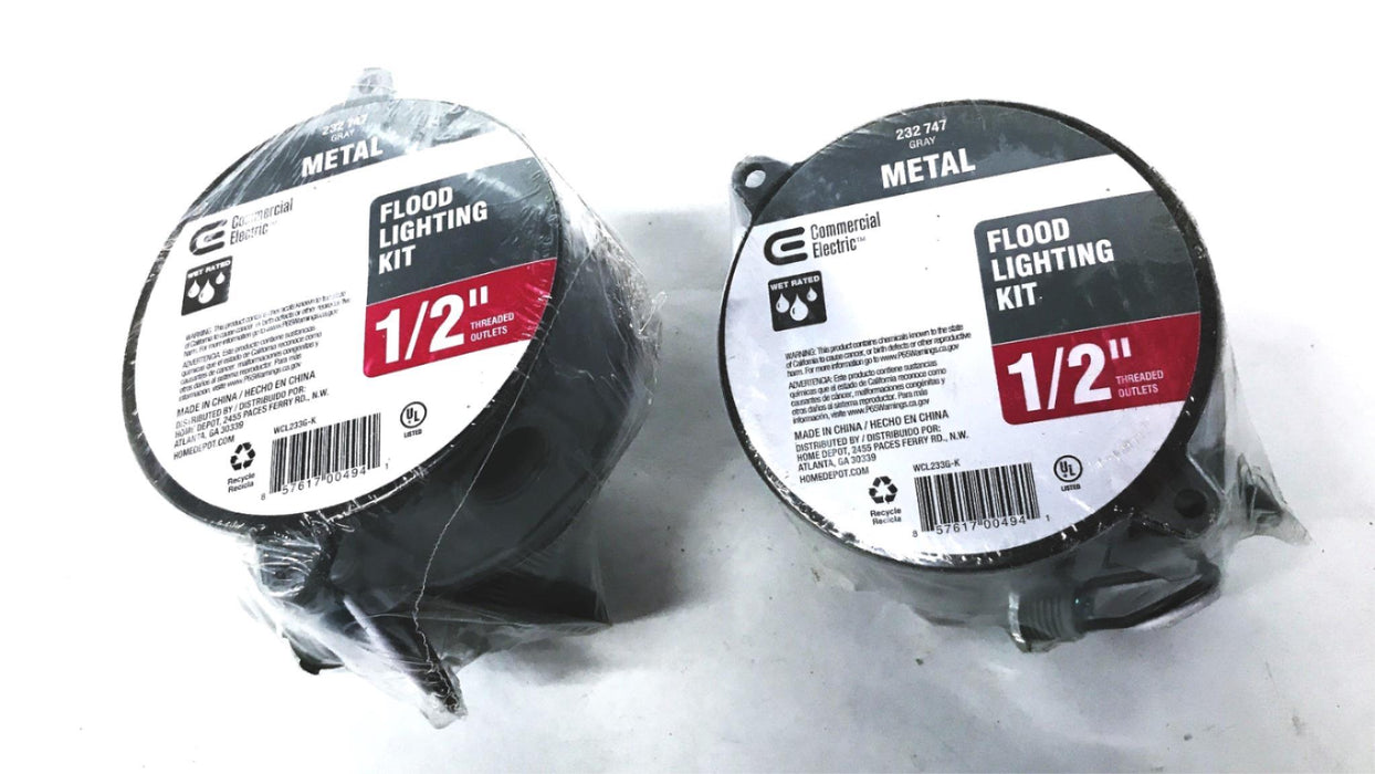 Commercial Electric Metal Flood Lighting Kit 232-747 [Lot of 2] NOS