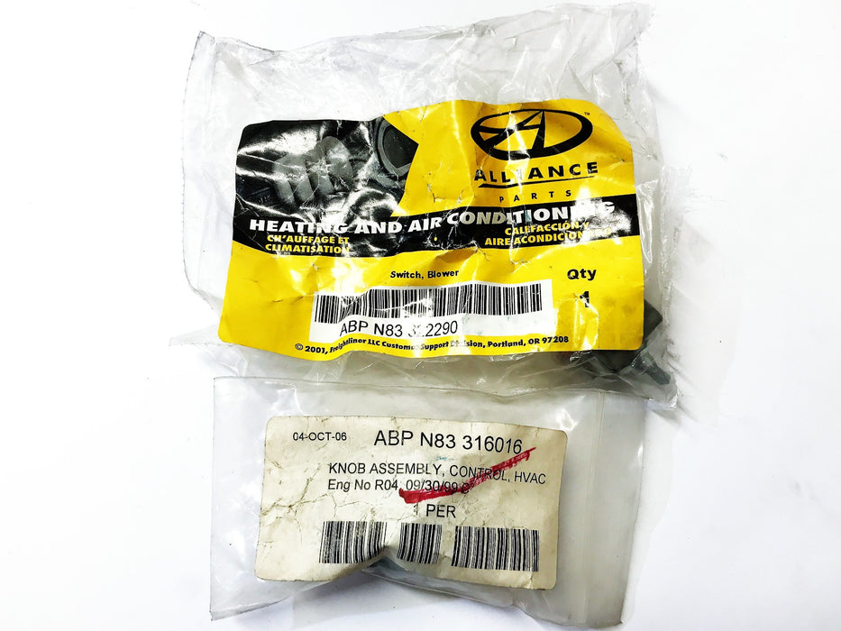 Alliance Parts Blower Switch and Knob ABP-N83-322290/316016 [Lot of 2] NOS