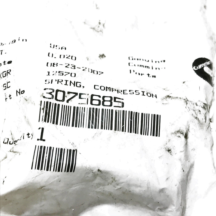 Cummins OEM Compressor Spring 3075685 NOS