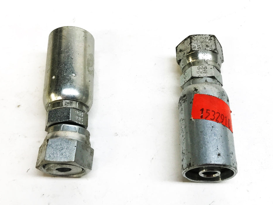 Eaton 3/8" x 3/8" Swivel Hydraulic Hose Fitting 06U-S66 [Lot of 2] NOS