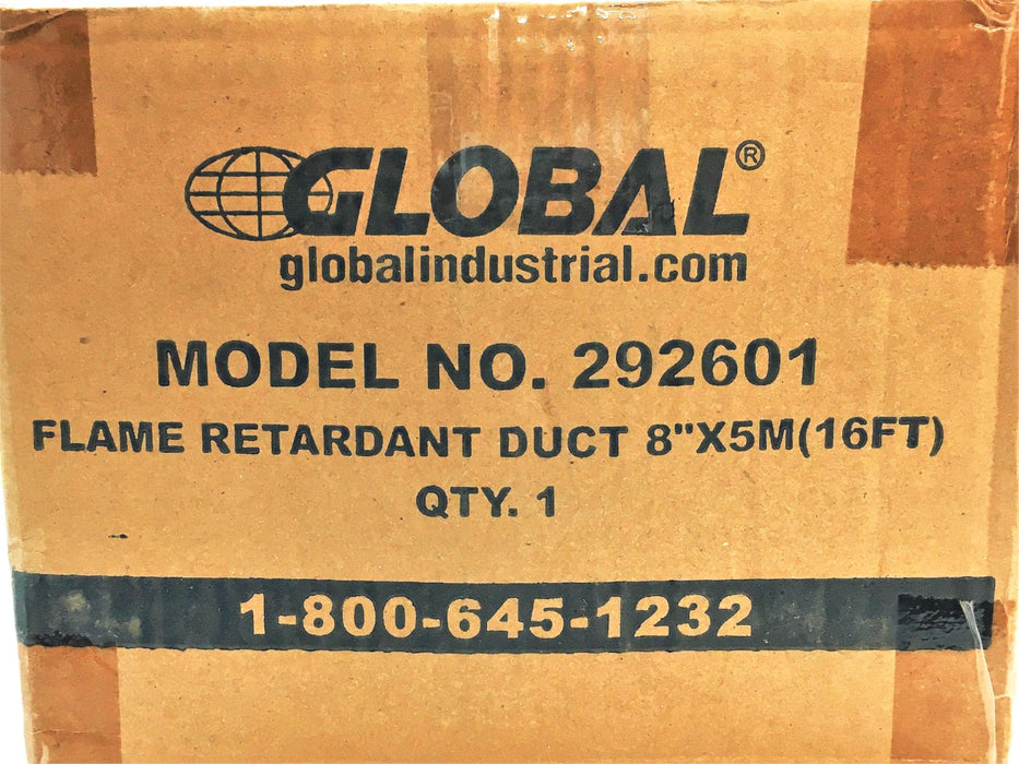 Global Industrial 16 Foot Long 8 Inch DIA Flame Retardant Duct 292601 NOS