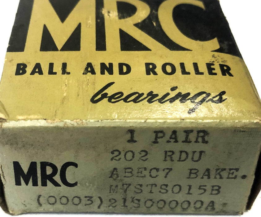 MRC ABEC 7 BAKE Angular Contact Ball Bearing Pair 202RDU NOS