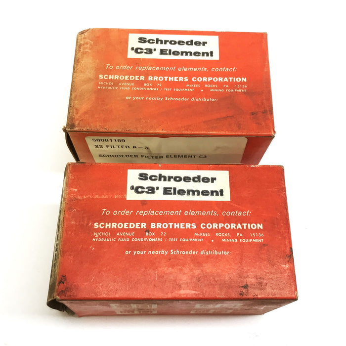 Schroeder Hydraulic Filter Element C-3 [Lot of 2] NOS