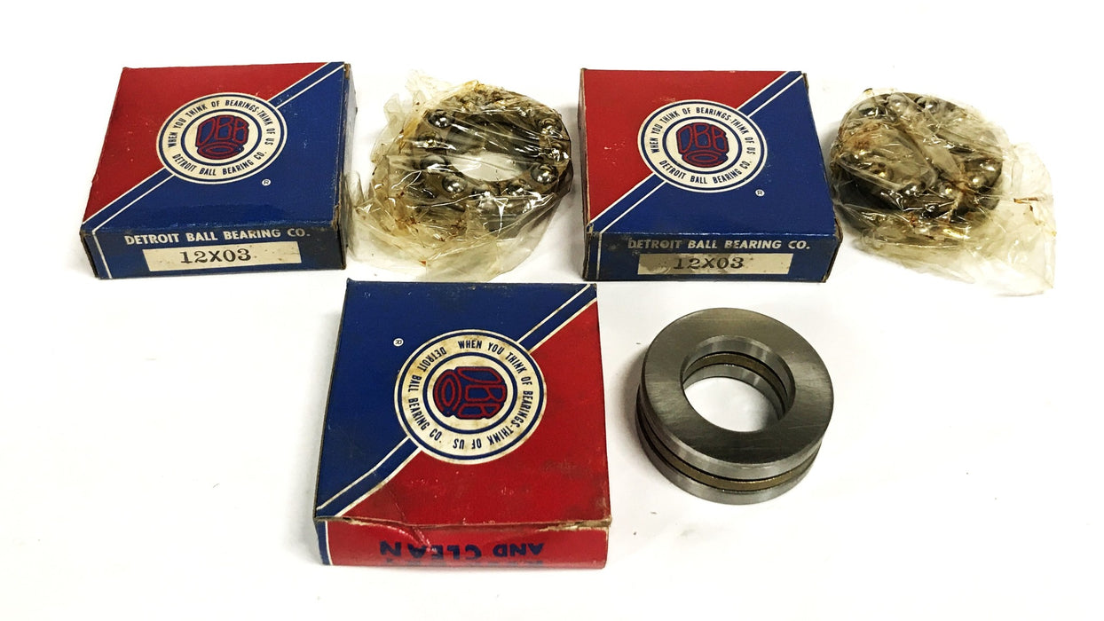 Detroit Bearing Company 3-Piece Thrust Ball Bearing 12X03 [Lot of 3] NOS