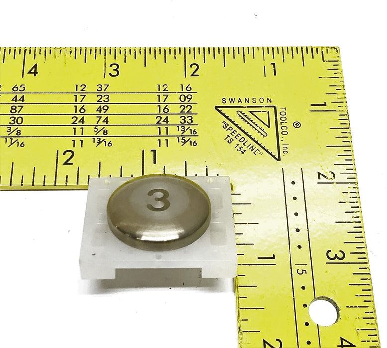 Unbranded Marked "3" Illuminated Elevator Panel Button NOS