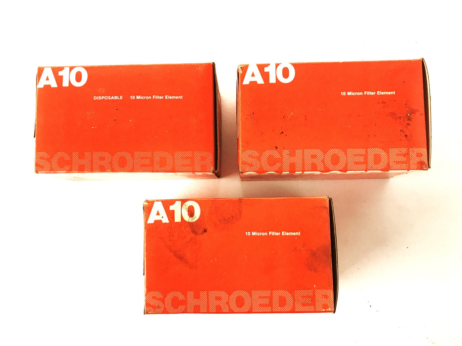 Schroeder Hydraulic Filter Element A-10 [Lot of 3] NOS