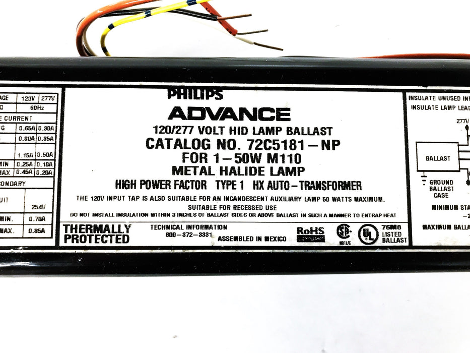 Philips Lighting Ballast 72C5181NP001 NOS