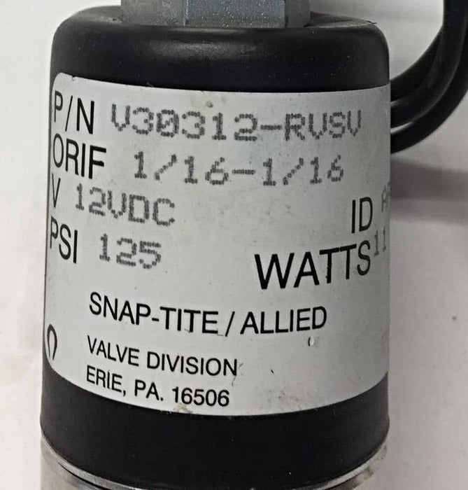 Snap-Tite/Allied Solenoid Valve 12VDC 125PSI 11W V30312-RVSV NOS
