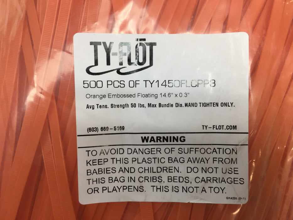 Ty-Flot Orange Floating 14.6X0.3In 50LB Cable Ties TY1450FLCPP3 [Lot of 234] NOS