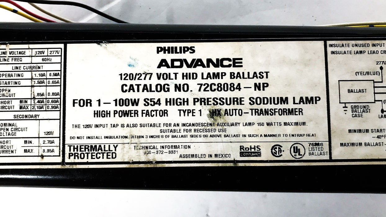 Philips Lighting Ballast 72C8084NP NOS