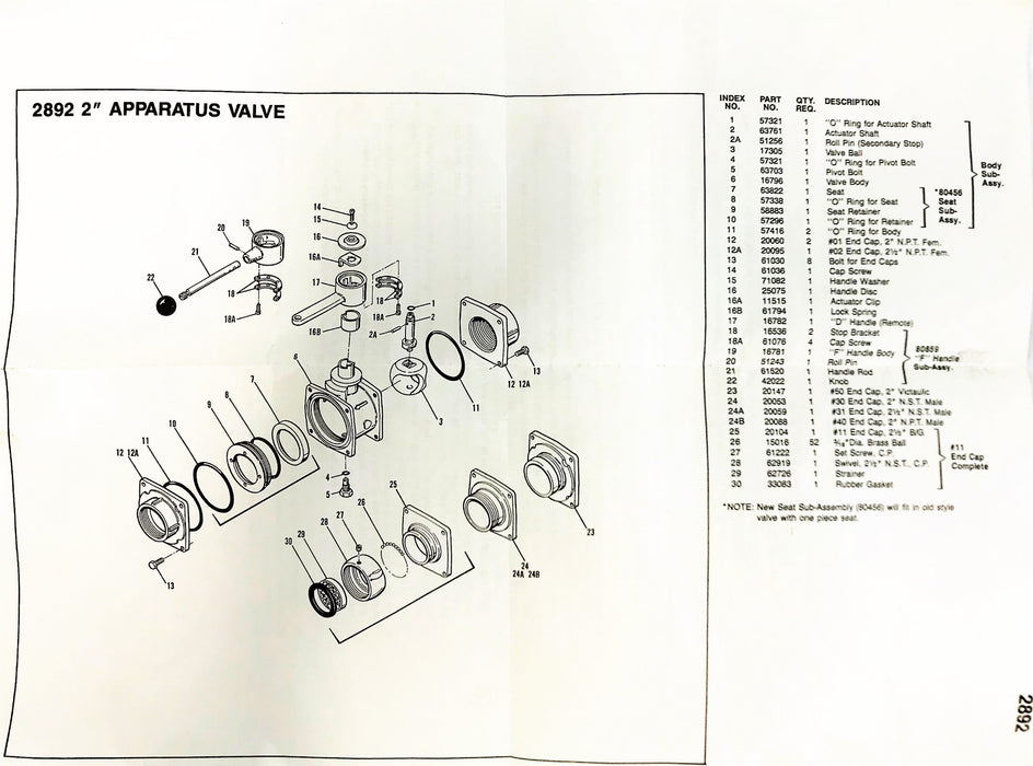 Unbranded Valve Repair Kit 2892 NOS