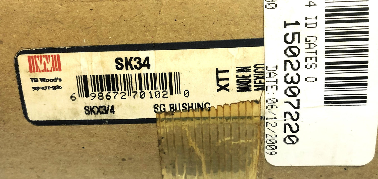 TB Woods Split Taper SG Bushing With Hardware SK34 (SK3/4) NOS