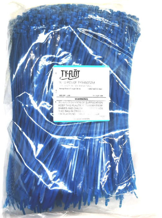 Ty-Flot 1000 PCS 14.6 Inch 50LB Aqua Blue Tefzel Cable Ties TY1450TZM NOS
