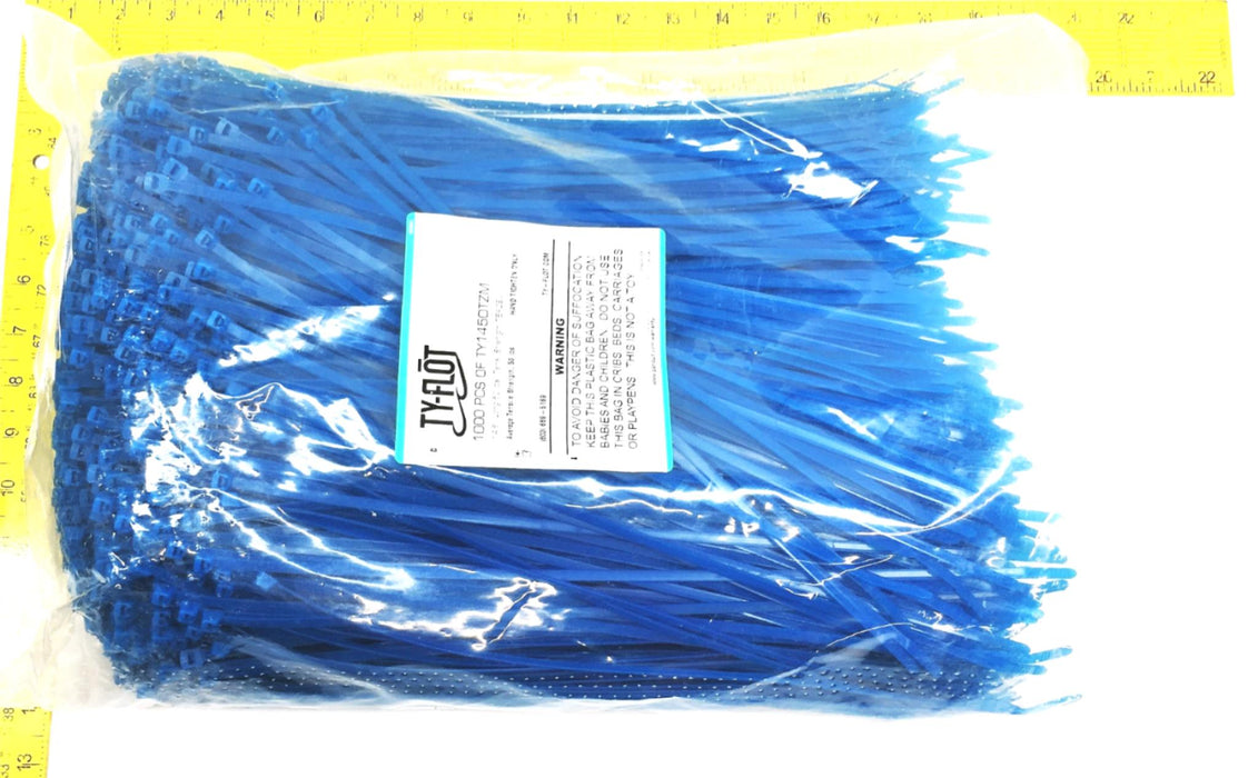 Ty-Flot 1000 PCS 14.6 Inch 50LB Aqua Blue Tefzel Cable Ties TY1450TZM NOS