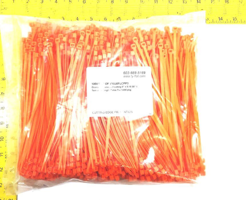 Ty-Flot 1000PCS Orange Floating 8X0.18 Inch 30LB Cable Ties TY830FLCPP3 NOS