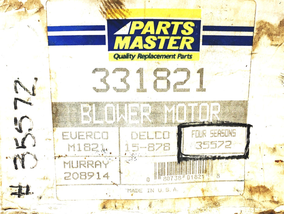 Parts Master Blower Motor 331821 NOS