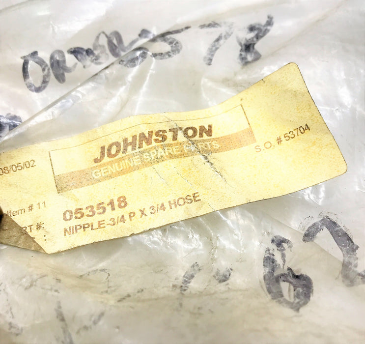 Johnston/Global 3/4" x 3/4" Hose Nipple 053518 [Lot of 2] NOS