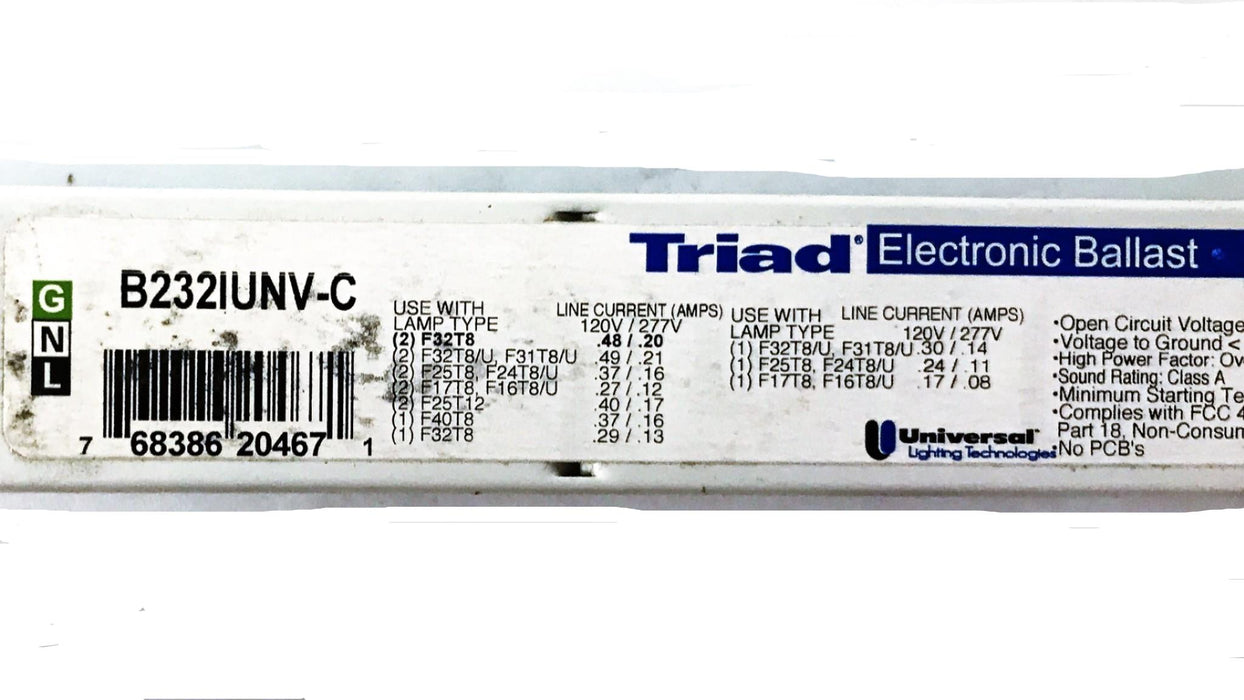 Universal Electronic Fluorescent Ballast B232IUNV-C NOS
