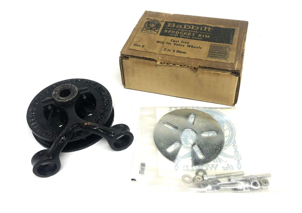Babbitt 2-4 DIA Cast Iron Adjustable Sprocket Rim With Chain Guide NO. 0 NOS