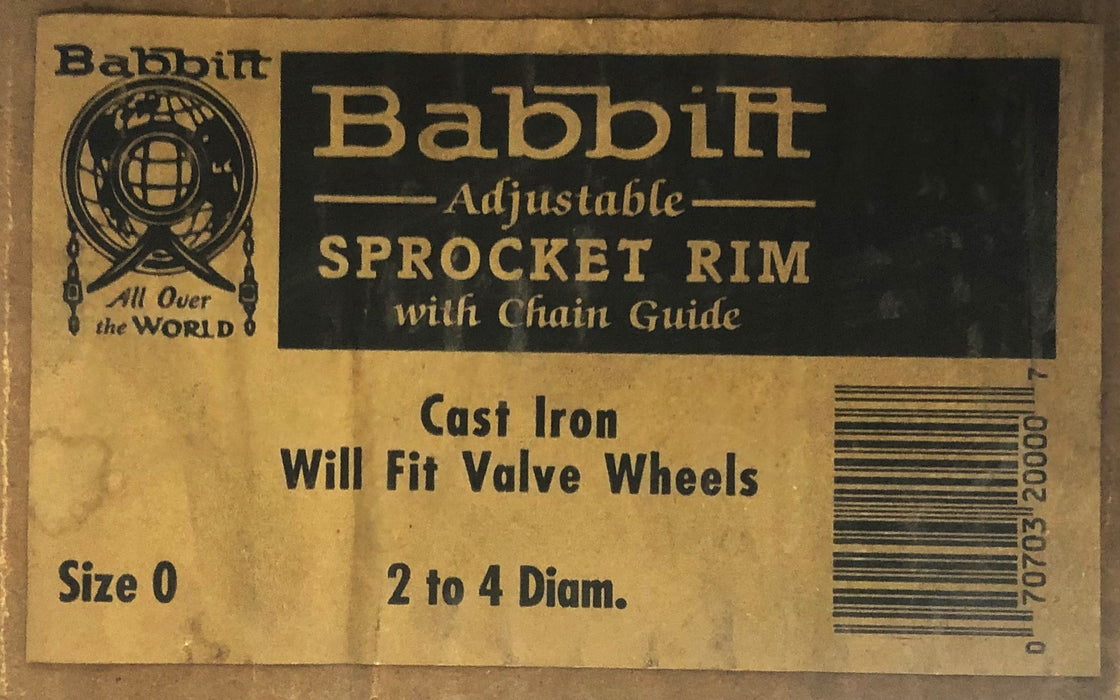 Babbitt 2-4 DIA Cast Iron Adjustable Sprocket Rim With Chain Guide NO. 0 NOS