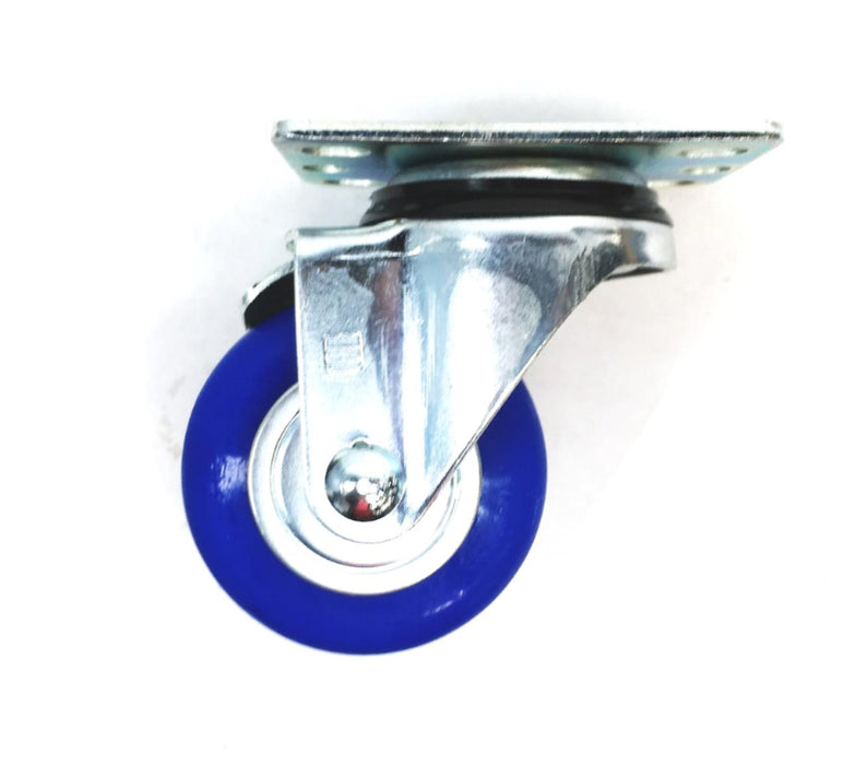 Unbranded 3X1-1/4 Inch Blue Swivel Wheel With Brake [Lot of 4] NOS