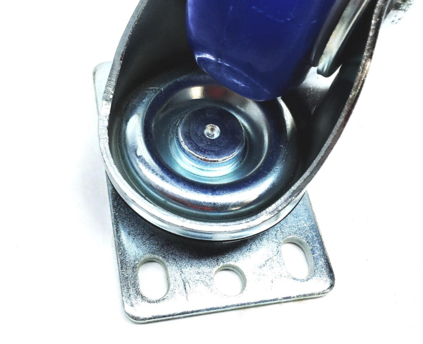 Unbranded 3X1-1/4 Inch Blue Swivel Wheel With Brake [Lot of 4] NOS