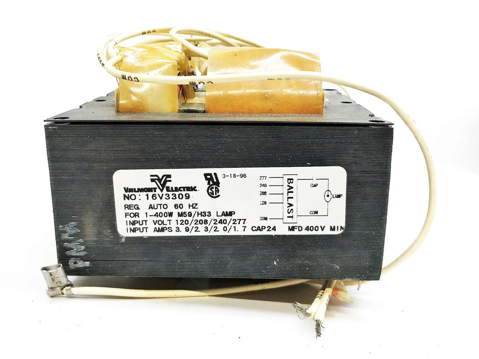 Valmont Electric 400 Watt 120/208/240/277 Volt Ballast Kit 16V3309W18F NOS