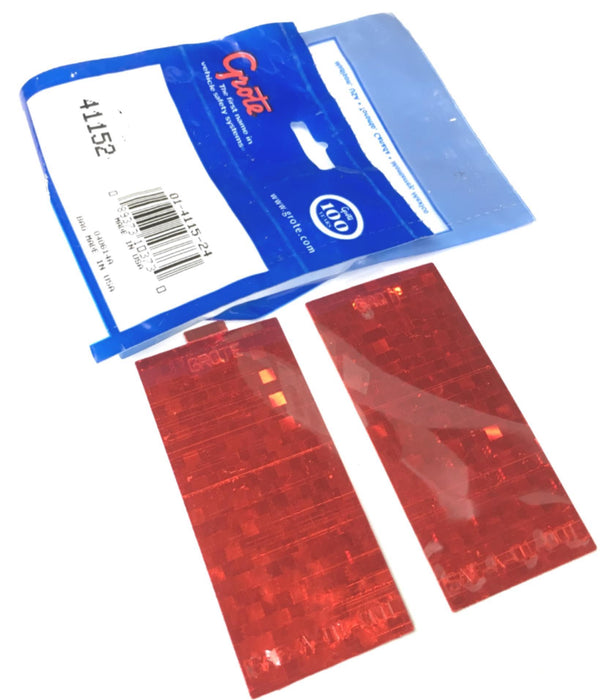 Grote 41152-2 Stick-On Tape Reflectors Red Color Permanent (2 PK)