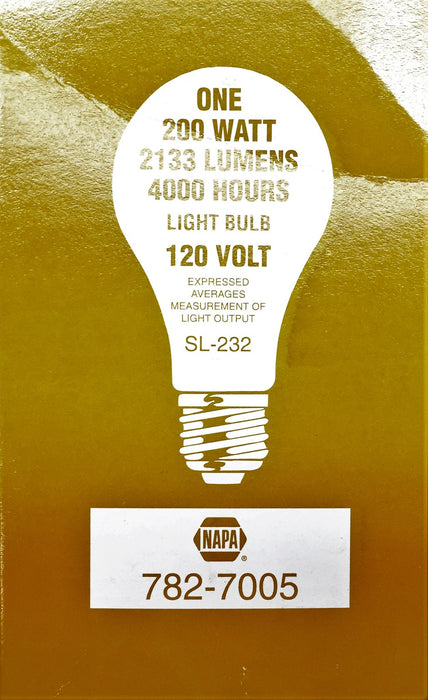 Napa General Service 200W 120V Light Bulb 782-7005 NOS