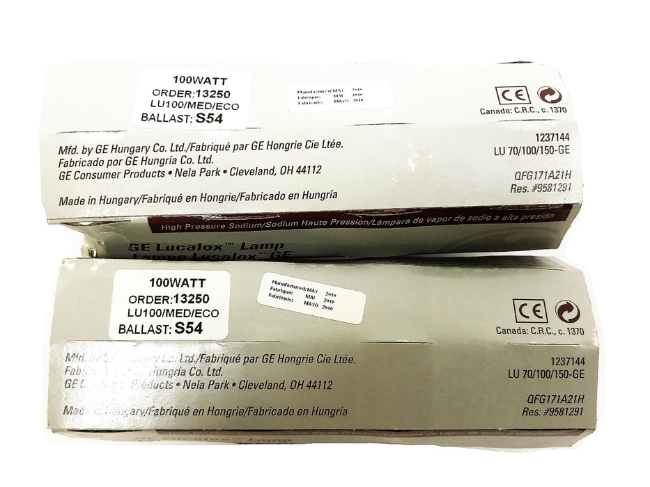 GE 100 Watt High Pressure Sodium Lamp 13250 LU100/MED/ECO [Lot of 2] NOS