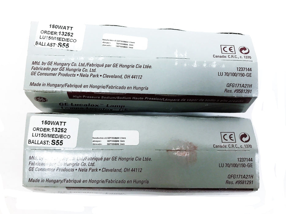GE 150 Watt High Pressure Sodium Lamp 13252 LU150/MED/ECO [Lot of 2] NOS
