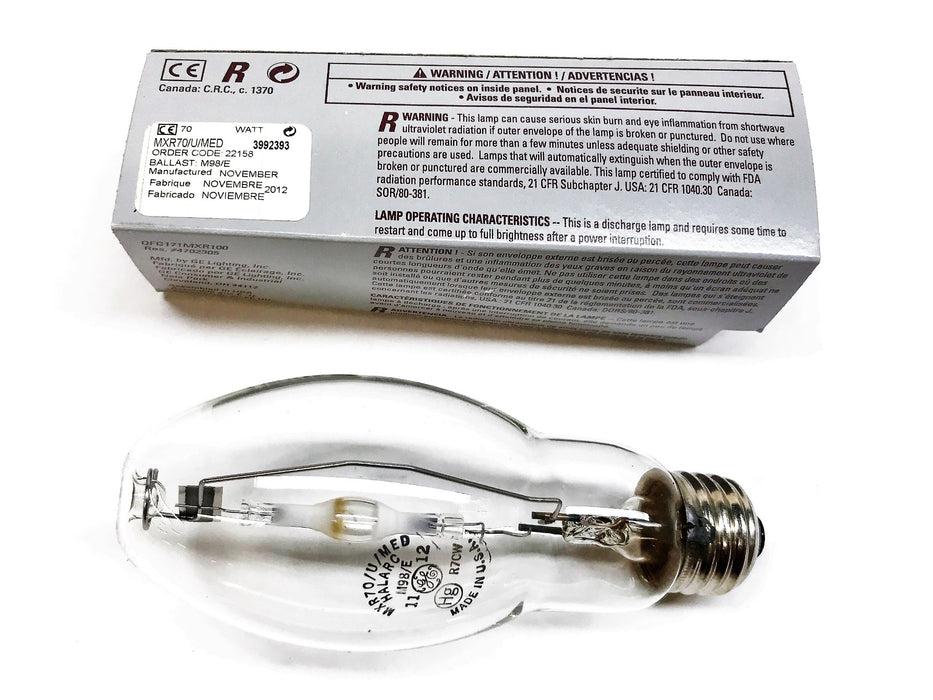 GE 70 Watt Multi-Vapor Lamp 22158 MXR70/U/MED [Lot of 2] NOS
