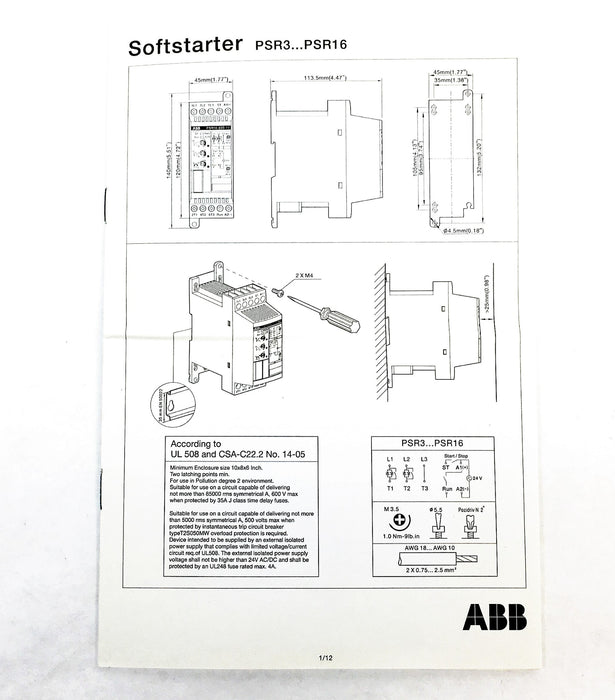 ABB PSR3-600-11 Soft Starter 1SFA896103R1100 USED