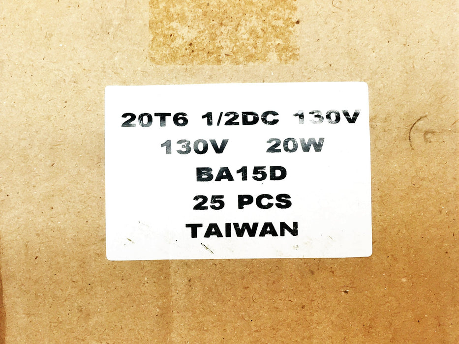 Eiko Case Of 25 20T6 1/2DC 130V 20W Bayonet Base Incandescent Lamp BA15D NOS