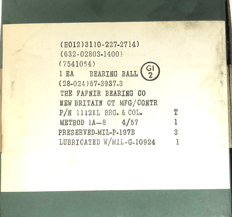 Fafnir Ball Bearing Insert With Collar 1112KL NOS