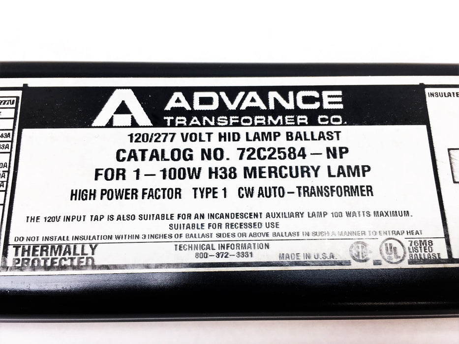 Advance Ballast 120/277V 60Hz HID Lamp Ballast 72C2584NP001 (72C2584-NP) NOS